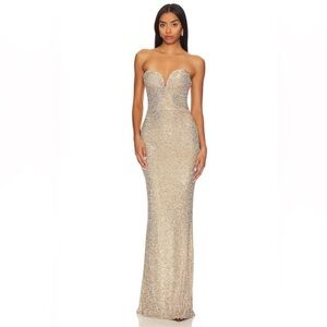 Revolve x Nookie Gold Strapless Dress